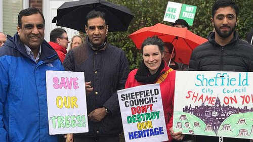 Cllr Shaffaq Mohammed protesting at Western Road